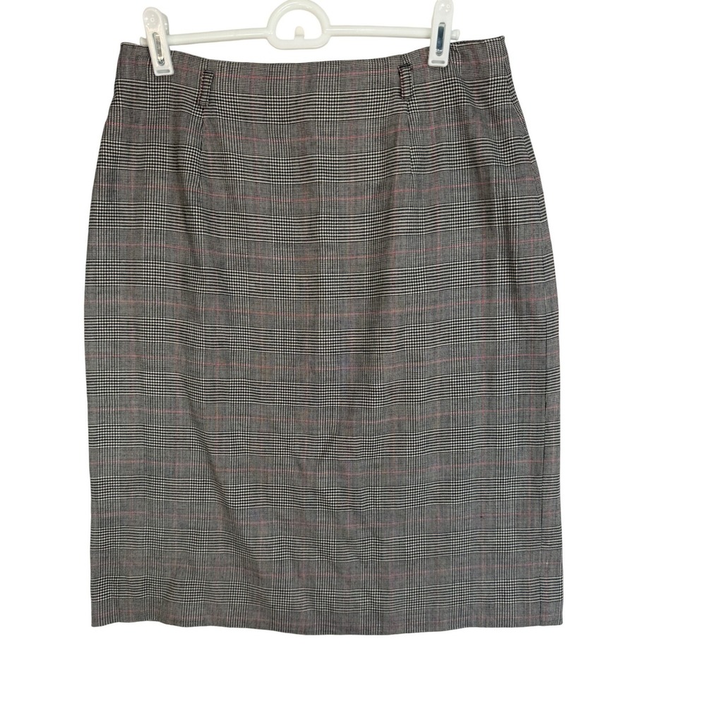 Jones New York Petite Glen Plaid Wool Blend Pencil Skirt Black Red 8P